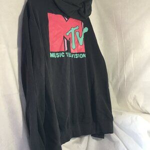 Divided H&M MTV Hoodie Black Drawstring Trans Colors LRG Back LOGO